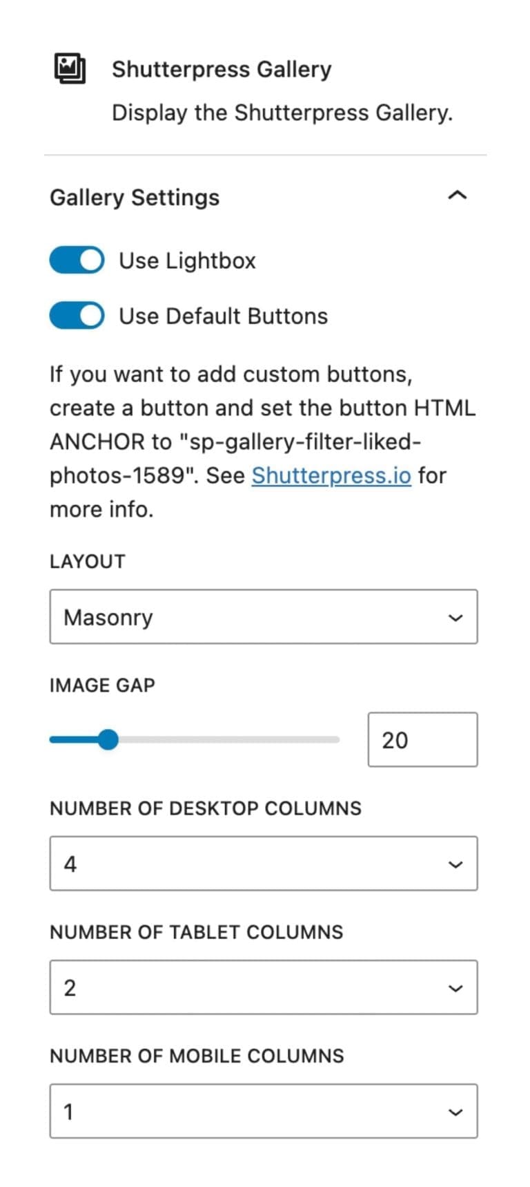 Gutenberg Block Settings