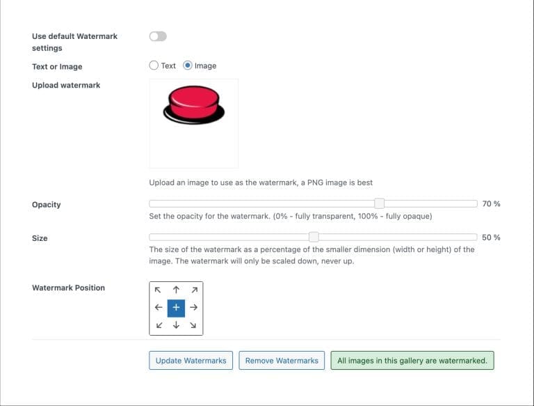 Watermark Admin Box